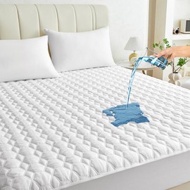 Waterproof Mattress Protector Full Size, Premium Cooling Mattress Pad Mattress Protector for Hot Sleepers, Ultra Soft & Breathable Fitted Mattress Cover with 18” Deep Pocket