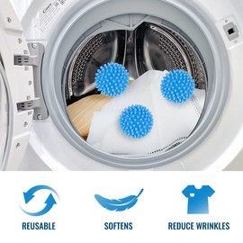 6 Pcs Dryer Balls, 2.5 in Reusable Laundry Soften and Fluff Laundry Washing Balls (Blue)