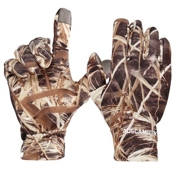 AUSCAMOTEK Duck Hunting Camo Gloves for Men with Touch Screen Fingers