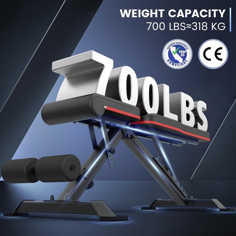 PASYOU Adjustable Weight Bench Press - 700lbs Load Foldable Workout