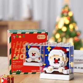 Christmas building blocks particle assembly puzzle snowman Christmas tree boy girl gift free assembly building blocks - Color: Santa Claus