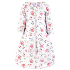 Hudson Baby Infant Girl Long Sleeve Plush Faux Fur Sleeping Bag, Wearable Blanket, Vintage Floral, 6-12 Months