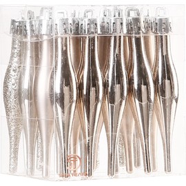 Sea Team 20-Pack Christmas Droplet Ornaments with Strings, 85mm/3.35" Baubles, Shatterproof Plastic Christmas Bulbs, Hanging Decorations for Xmas Tree, Holiday, Wedding, Party, Champagne