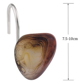 rockcloud Set of 4 Irregular Polished Agate Stones Shower Curtain Hooks, S-Shaped Stainless Steel Shower Hooks for Bathroom Shower Rod Home Office Decor, Brown