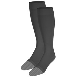 NuVein Medical Compression Stockings, 20-30 mmHg Support for Women & Men, Microfiber Knee Length, Open Toe, Black, X-Large