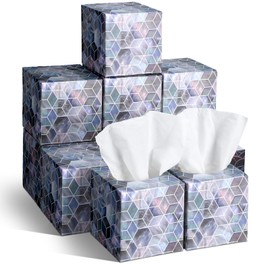 Fourluoo 12 Pack Summer Mother of Pearl Facial Tissues Cube Face Boxes 600 Sheets 3 Ply Small Pearl Shell Square Tissues Bulk for Summer Car Bedroom Supplies