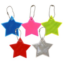 Sparkling Puffy Round Reflective Key Chains, Set of 5, Reflector, Reflector, Strap, Night Glowing, Large, Colorful, Fluorescent, Safety, star