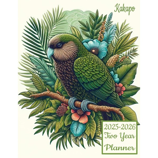 Kakapo 2025-2026 Two Year Planner: Parrot Bird themed Cover 2