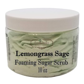 LEMONGRASS SAGE Exfoliating Foaming Sugar Body Scrub, 10 oz jar