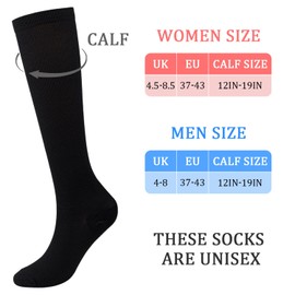 SYEYCW 3 Pairs Compression Socks for Women & Men, Compression Knitted Knee High, Breathable Support Flight Socks, Outdoor Running Stockings, for Sports, Flying, Maternity Pregnancy, Nurses, Travel