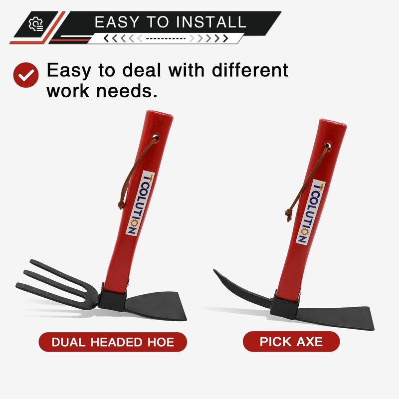 TOOLUTION 4-Pcs Gardening Tool Set – Pick Axe, Hoe, Hand