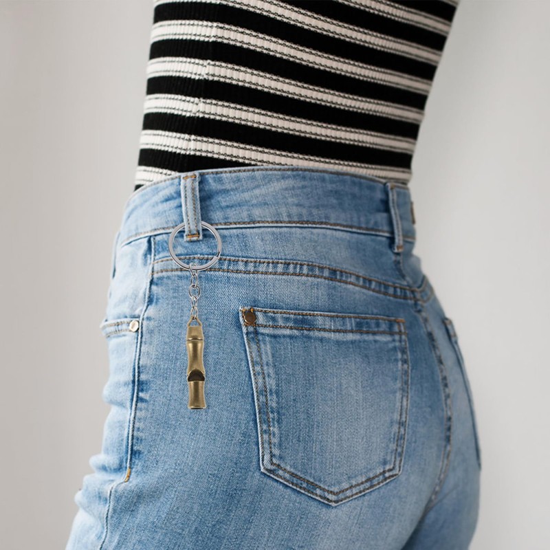 ORFOFE 6pcs Brass Survival Whistle Keyring Loud Multi-Function Whistles for