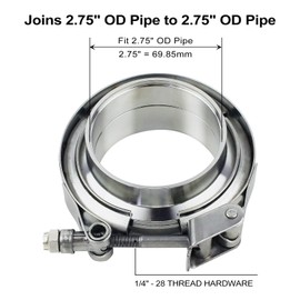 ROADFORMER 2.75 inch V Band Clamp - 2 sets of Quick Release Vband Clamps with Male Female Flanges Stainless Steel for exhaust system, turbocharger, downpipe and mufflers (2.75" - 2 Pack)