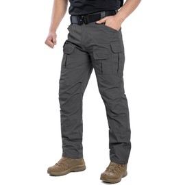 NAVEKULL Men's Outdoor Tactical Pants Rip Stop Lightweight Waterproof Military Combat Cargo Work Hiking Pants Dark Grey