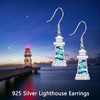 Lighthouse Earrings for Women Sterling Silver Abalone Shell Lighthouse Dangle