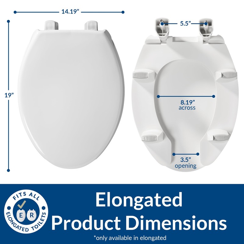 Bemis Steadfast 3" Raised Toilet Seat with Open-Front, Hinges that