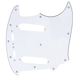 Musiclily Pro 12-Hole Guitar Pickguard for MIJ Fender Japan Mustang, 3Ply White