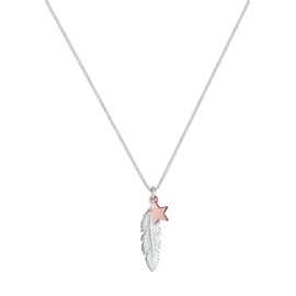 Elli Women's Necklace Feather Star Pendant Bi-Colour in 925 Sterling Silver, Sterling Silver, None