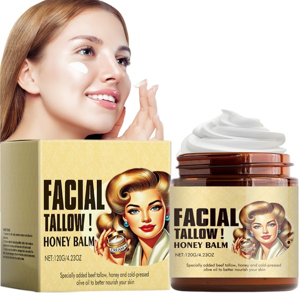 MUOCOBU Grass Fed Tallow and Honey Balm, Tallow Face Moisturizer