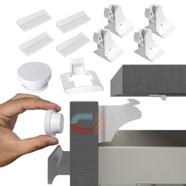 Cerraduras para Gabinete de Seguridad Infantil - Cerradura de Seguridad Magnética para Bebés para Gabinetes y Cajones Fácil Instalación Adhesiva Sin Taladros No Se necesitan Herramientas (4 Cerraduras 1 Llave)