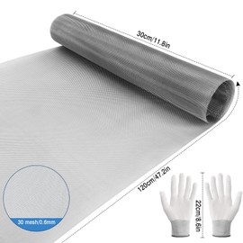 Dadabig 1 Roll of 304 Stainless Steel Wire Mesh, 30 x 120 cm, Wire Mesh Window Net, 30 Mesh Mesh Filter Sieve Wire Mesh Fine Mesh for Protective Nets Garden Nets