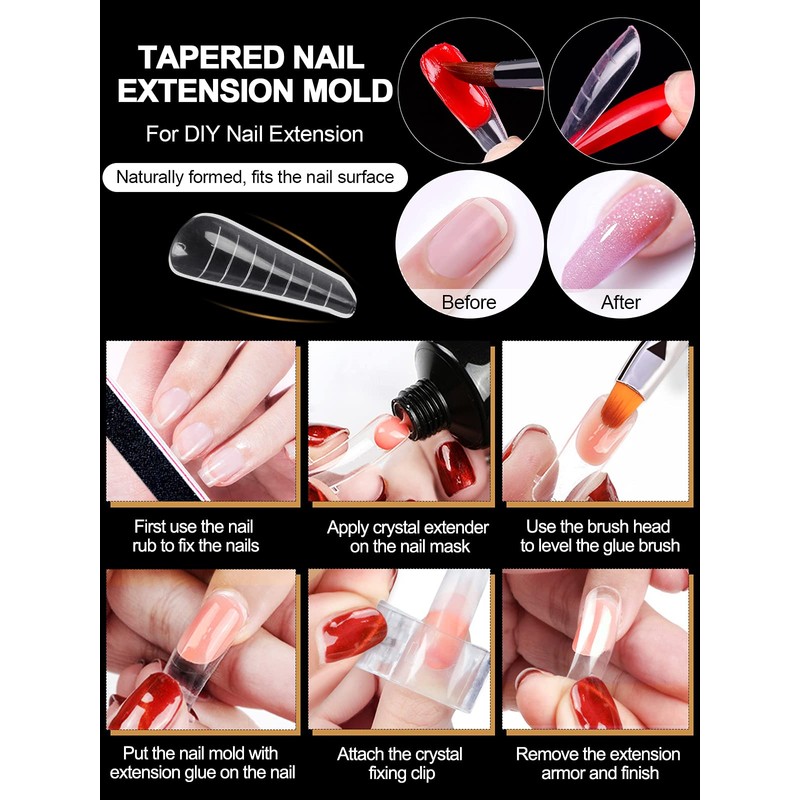 EBANKU 120 Pieces Clear Dual Nail System Mould Acrylic Coffin