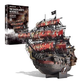 Piececool 3D Metal Puzzles for Adults, Red Queen Anne's Revenge Pirate Ship Model Kits, 3D Watercraft Model Building Kit, DIY Difficult 3D Puzzles
