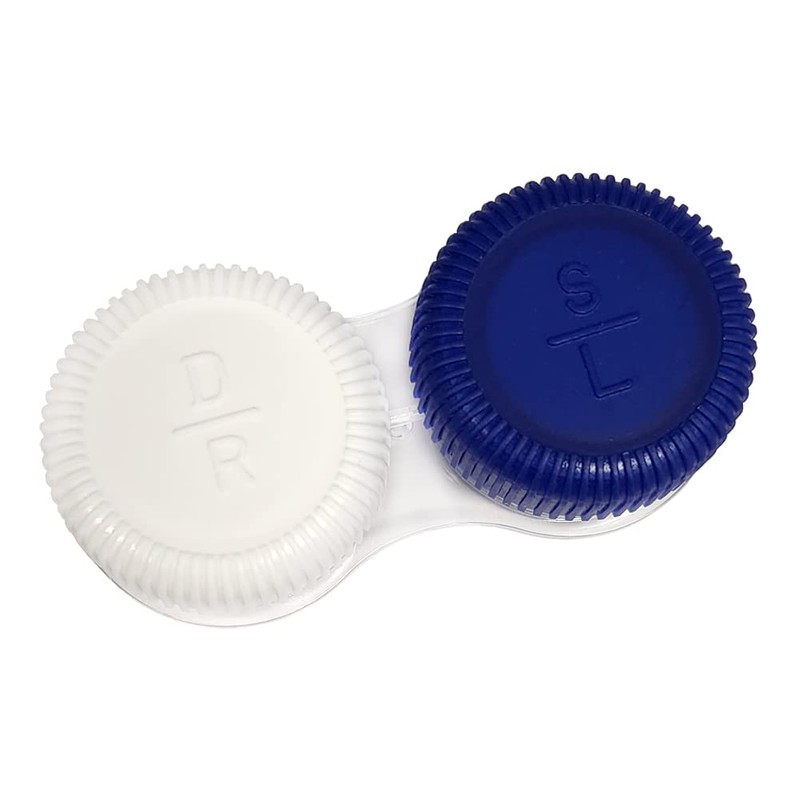 Screw top Contact Lens Cases, Blue/White, 12/Pack