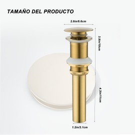 WANCHIY Desagüe Pop-Up de Acero Inoxidable para Baño - Sin Desbordamiento - Sistema de Cierre Empujar y Sellar - Drenaje Elegante para Fregadero - Ideal para Lavabos de 1/4 de Pulgada - Acabado Cromo