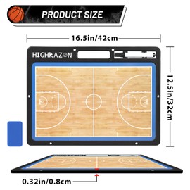 HIGHRAZON Dry Erase Basketball Clipboard for Coach, Premium Tactical Basketball Coaching Board, Double Sides Full & Half Court Dry Erase Board with Marker