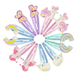 Bzzerumy Pack of 12 Hair Clips Girls Unicorn Hair Clip, Hair Band Girls Glitter, Cute Hair Clips for Girls Birthday, Hair Accessory for Children