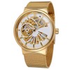 FORSINING Hollow Out Waterproof Automatic Mechanical Steel Mesh Belt Male