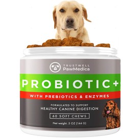 PawMedica Dog Probiotics and Digestive Enzymes, Probiotics for Dogs Made in USA, Pet Probiotic Chews for Dogs, Prebiotics & Probiotic Dog Digestive Support, Probiotic Treats - 60 Dog Probiotic Chews