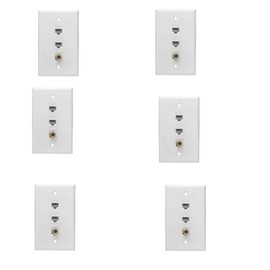 6X Ethernet Coax Wall Plate,2 Port Cat6 RJ45 1 Port F Type Connector Coax Female to Female Wall Plate