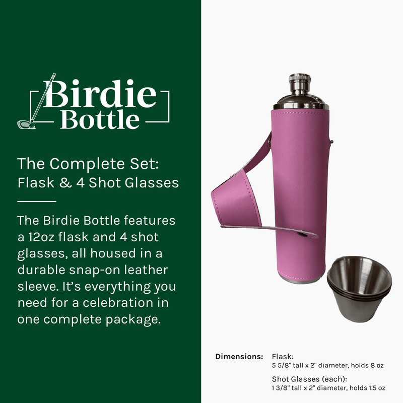 Birdie Bottle 12oz Flask with 4 Shot Glasses in Cap