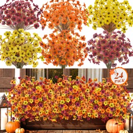 Der Rose 24Pcs Artificial Fall Flowers for Outdoors Porch Autumn Decor