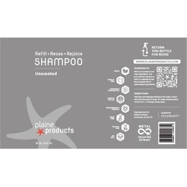 Plaine Products Eco-Friendly Shampoo - Unscented - Sulfate Free, 16oz (Refill without Pump)