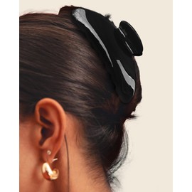 HAIMEIKANG Large Acetate Hair Claw Clip for Women - French Style Hair Claws for Thick Hair with Non-Slip Teeth, Hair Accessories for Updos, Buns & Ponytails