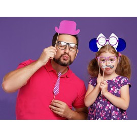 WW-WONDERFULWORLD Blue Mouse Ears Headbands With Cute SADNESS Style Glasses Decoration, for Costume Cosplay Glitter Party; TBS