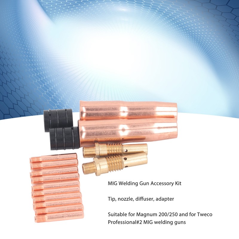 16Pcs MIG Welding Gun Accessory Kit Tip Nozzle Diffuser Adapter
