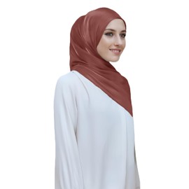 Lina & Lily Sheen Shimmer Women's Crepe Scarf Shawl Wrap Head Hijab Lightweight (Brick Red)