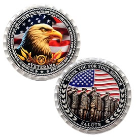 Military Challenge Coins Thank You for Your Service Military Favors Challenge Coins Military Appreciation Coins (Silvery)