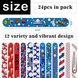 Mienocol 24 PCS Baseball Party Slap Bracelets Wristband Slap Bands,Sports Baseball Snap Band Bracelets for Kids Sports Theme Party Bag Filler,Birthday Party Favors Classroom Prizes
