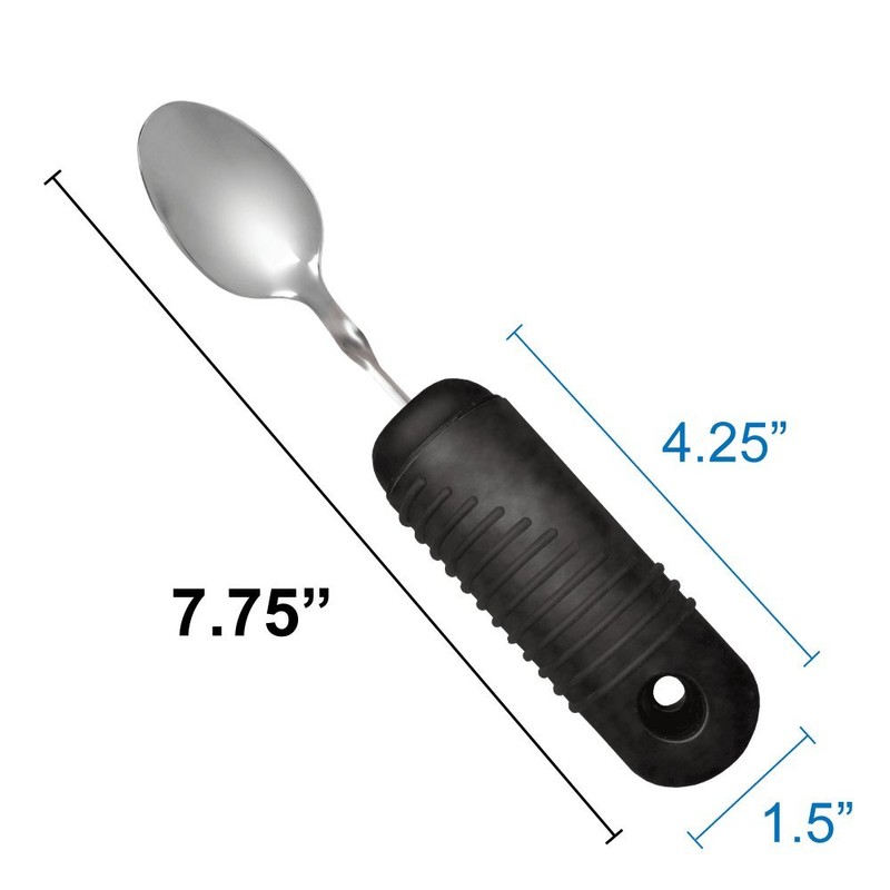 Rehabilitation Advantage Easy Grip Teaspoon with Built-up Handle, Black 3.2