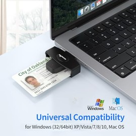 USB C DOD - Lector de tarjetas inteligentes CAC de acceso común y lector de tarjetas SIM, lector de tarjetas CAC, compatible con Mac Os, Windows, Linu
