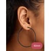 FOCALOOK Black Hoop Earrings 50mm Stainless Steel Hypoallergenic Thin Lightweight