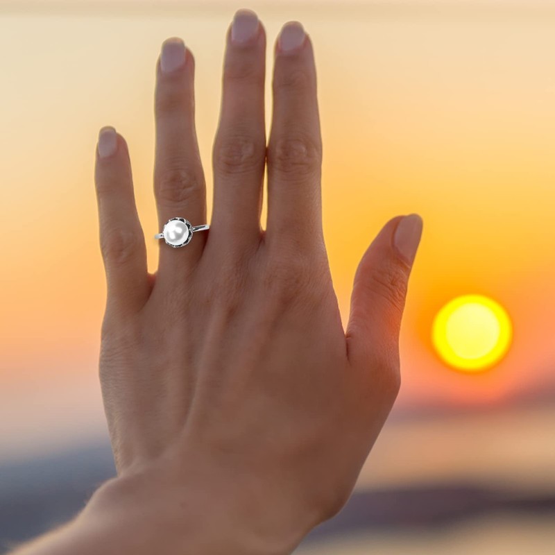 Healeved Pearl Ring for Women Elegant Cocktail Ring with Unique
