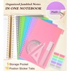 5 Subject Notebook College Ruled, Hardcover Spiral Notebook with Removable
