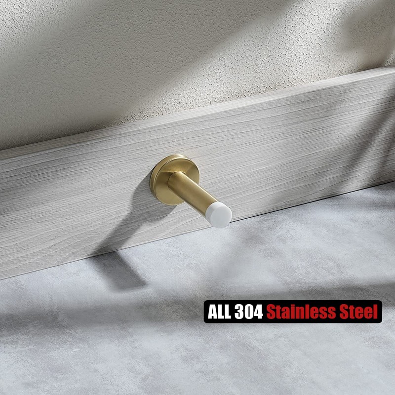 JQK Door Stopper Gold, 304 Stainless Steel Thicken 1mm Sound