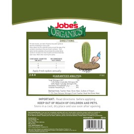 Jobe's Organics Succulent Fertilizer Spikes, Easy Plant Care for Succulent, Cactus, and Aloe Vera Plants, 12 Count